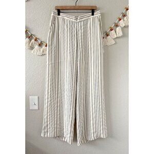 Long Tall Sally Pin Striped Wide Leg Pull On Trouser Pants Nautical Coastal 12